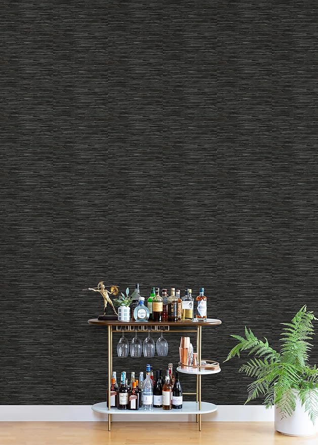 NuWallpaper Black Grassweave Peel and Stick Wallpaper, NUS4992