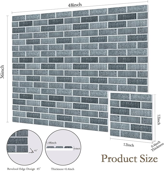 12Pack Acoustic Panels, Self-Adhesive 3D Brick Pattern Sound Proof Panels for Walls, Decorative Sound Dampening Wall Panels for Recording Studios, Offices, Home, 12"×12"×0.4", Lime Black