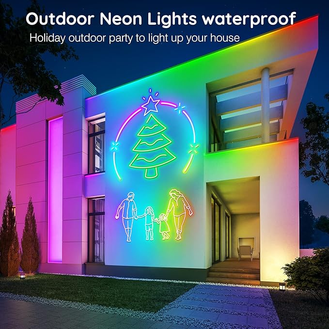 150Ft Neon Rope Lights,Flexible Led Rope Lights Control with App/Remote,Multiple Modes Light,IP65 Outdoor RGB Led Light Waterproof (150Ft Neon Rope Lights)