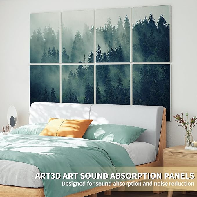 Art3d Soundproof Wall Panels 48"x32", 8-Pack Acoustic Wall Art Panels, Sound Absorbing Decorative Wall Panels for Living Room, Bedroom, Kitchen, Studio, Polyester UV Print