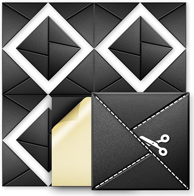 24-Pack Self-Adhesive Acoustic Panels – High-Density Soundproof Foam 12" x 12" x 0.4" for Studio, Office & Home – Sleek Black Design, Sound Panels High Density, Soundproof Wall Panels