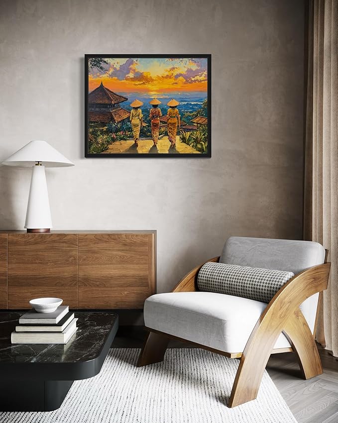 Indonesia Art Print Poster, Asia Oriental Countries Culture Wall Art Asian Paintings for Bedroom Bathroom Living Room Decor 97 (Indonesia, 8 x 10 inches, Black Frame)