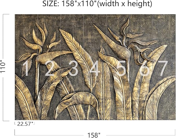 Cliouar-Golden Bird of Paradise Sculpture 3D Three-Dimensional Wallpaper Mural 158" x 110" (Not Self-Adhesive)