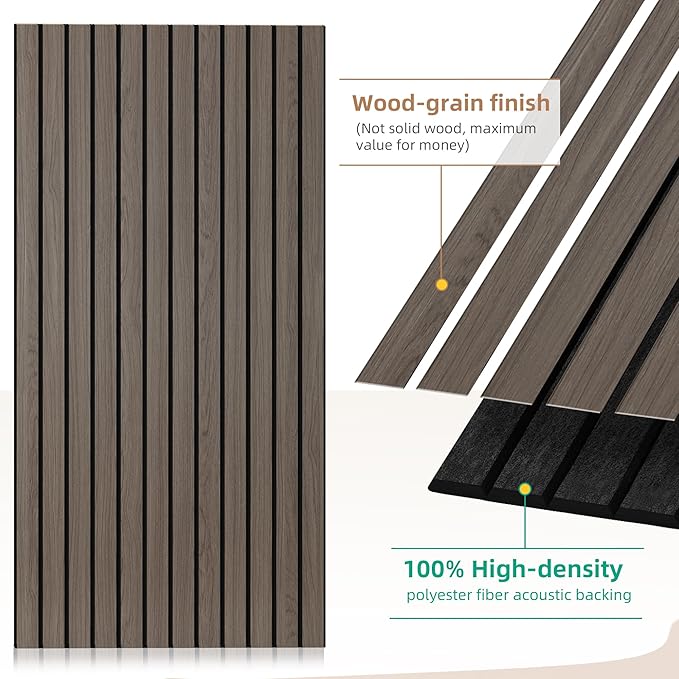 4 Pack Acoustic Panel, 47.2”x23.6” Acoustic Panels for Wall, Decorative Large Acoustic Panels with Wood Finish, for Office,Home Theater,Studio,Living Room, Walnut