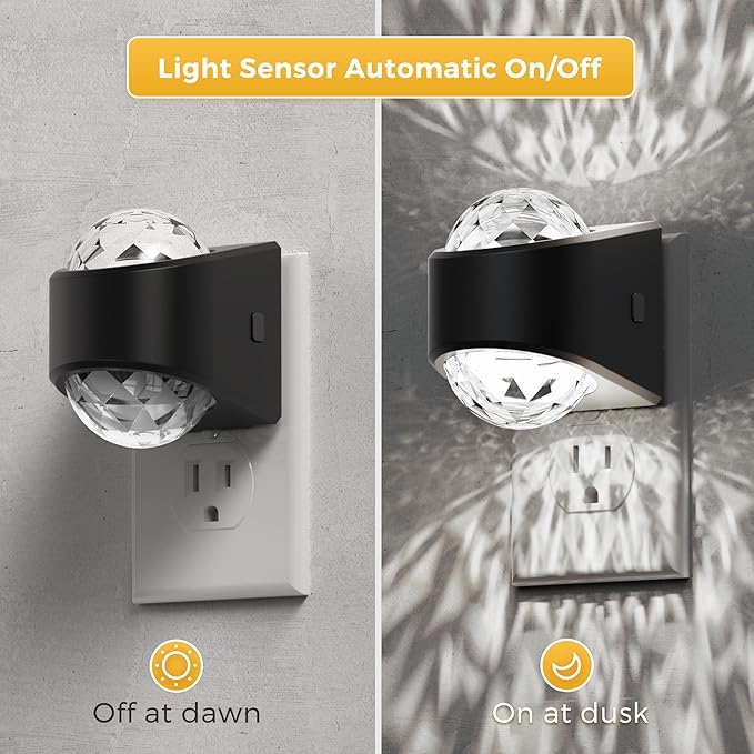 L LOHAS LED Night Lights Plug into Wall, Projector Night Light with Dusk to Dawn Sensor,5000K Daylight White Nightlight for Kids Playroom Home Theater Party