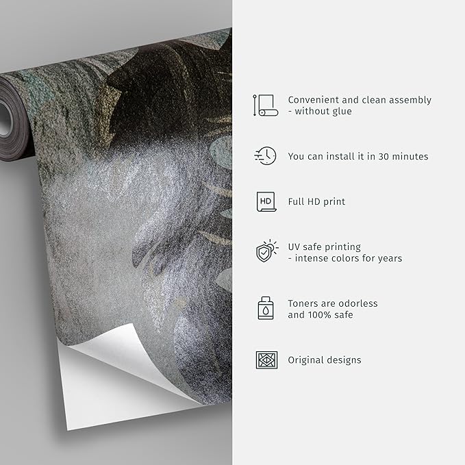 artgeist Wall Mural Stone 116x83 in - XXL Peel and Stick Self-Adhesive Wallpaper Removable Large Sticker Foil Wall Decor Print Picture Design Marble Like Abstract 3D Black f-C-0456-a-a