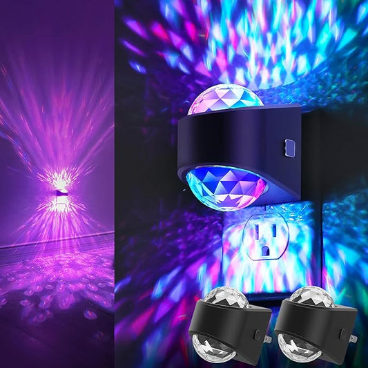 Night Lights Plug into Wall, Star Projector for Bedroom [2 Pack] Night Light Projector for Kids, 9-Color RGB Galaxy Nightlight with Dusk to Dawn Sensor for Bathroom, Home Gaming Room Decor Gifts