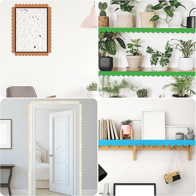 50 Packs Unfinished Scalloped Wood Trim DIY Decorative Wood Molding for Home Wall Cabinet Shelf and Window Door Decor