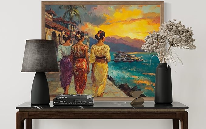 Philippines Art Print Poster, Asia Oriental Countries Culture Wall Art Asian Paintings for Bedroom Bathroom Living Room Decor 97 (Philippines, 24 x 36 inches, Wood Frame)