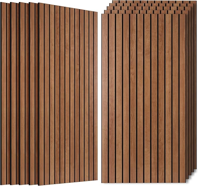 10 Pack Acoustic Panels Sound Absorbing, 47.2”x23.6” Sound Dampening Panels, Decorative Soundproof Wall Panels with Simulated Wood Grain Finish, for Office,Home Theater,Studio,Living Room, Cherry