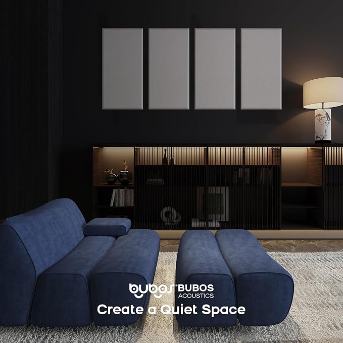 BUBOS 4 PCS Acoustic Panels,23.6''x11.8'' Fabric Soundproof Wall Panels,Self-adhesive Sound Absorbing Panels for Studios, Office, Home Theater,Fabric-Clad Linen