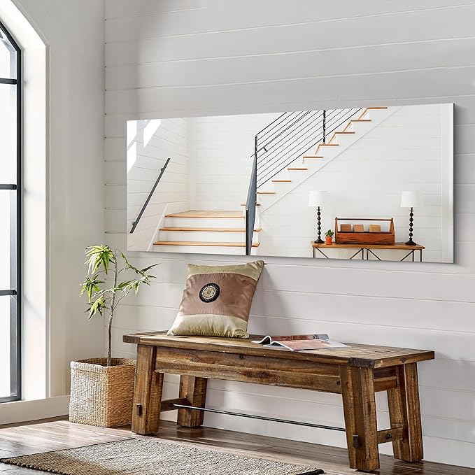 KOCUUY Frameless Mirror, 60"x24" Large Bathroom Mirror for Over Sink, Unframed Mirrors for Wall Upgraded Shatterproof Design, Modern Decorative for Bedroom, Living Room, Entryway