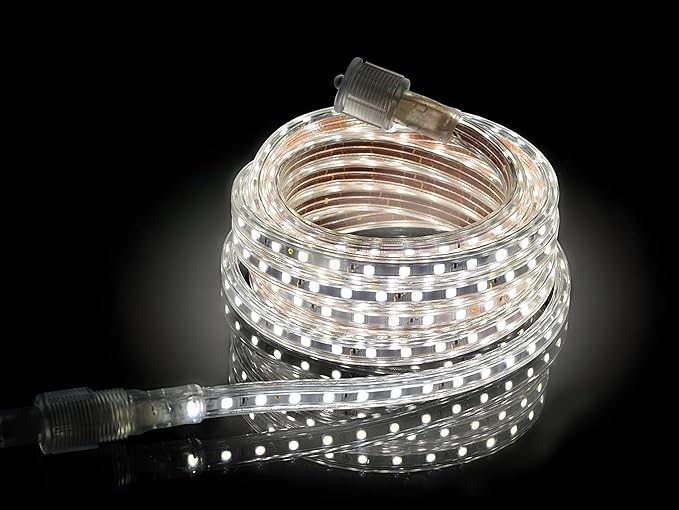 CBConcept UL Listed, 20 Feet, Super Bright 5400 Lumen, 4000K Soft White, Dimmable, 110-120V AC Flexible Flat LED Strip Rope Light, Commercial Grade, Indoor Outdoor use, Ready to plug n shine