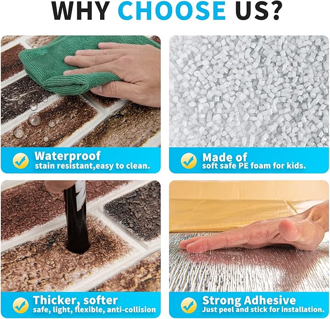 Art3d 10-Pack 52.5 Sq.Ft Faux Brick 3D Wall Panels Peel and Stick in Red Brown, Self Adhesive Waterproof Foam Wallpaper for Bedroom, Bathroom, Kitchen