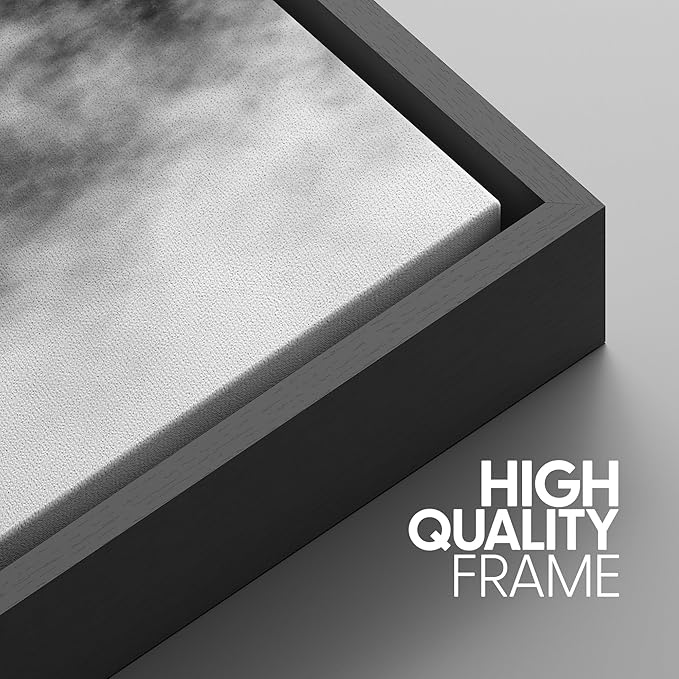 SIGNWIN Framed Canvas Print Wall Art Set Black & White Mountain Forest Valley Nature Wilderness Photography Modern Art Rustic Landscape Relax/Calm for Living Room, Bedroom, Office - 16"x24"x3 Black