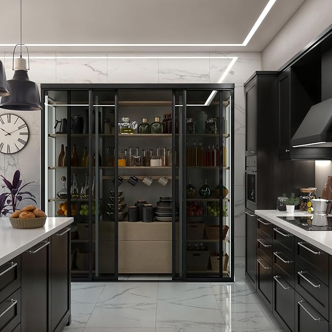 4 Panel Glass Room Divider and Sliding Glass Closet Doors - Smoked Frosted Partition Wall - Clear, Smoked and Frosted Glass Sliding Doors Options (Lite Smoked Glass, 120x80)