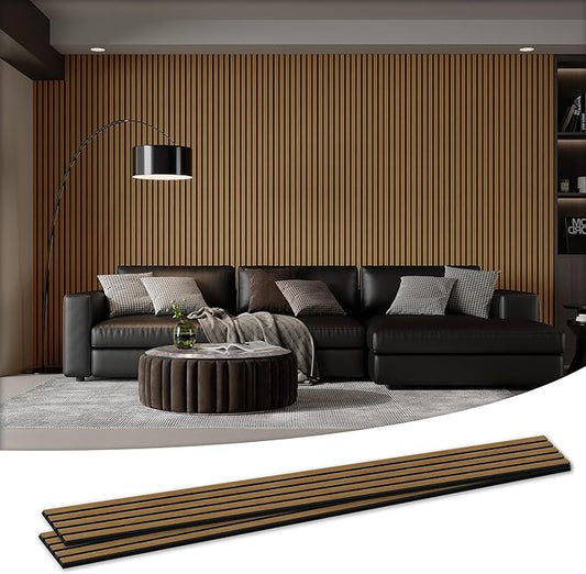 2 Pack 105.9" x 12.6" x 0.8" Acoustic Wall Panels Sound Absorbing, Wood Slat Wall Panels for Wall Decor, Soundproof Wood Wall Panels, Natural Oak