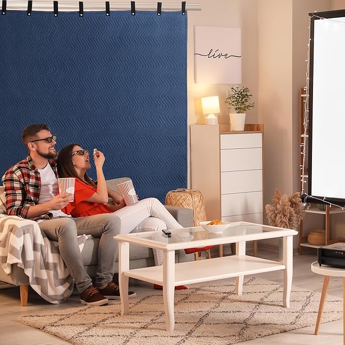 MABOZOO Studio Sound Blanket, 96x80 Large Soundproof Blanket with Grommets, Heavy Duty Sound Dampening Noise Reducing Divider for Workshop, Basement, Laundry, Acoustic (Black)