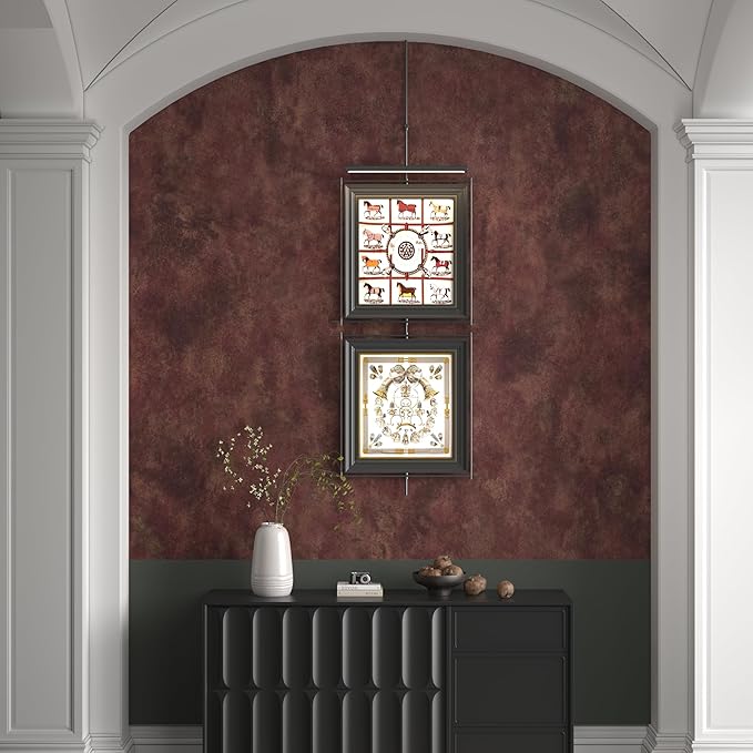 JSEVEM 16"×118" Extra Thick Luxury Red Copper Gold Rusty Metallic Concrete Wallpaper Peel and Stick Glossy Textured Metallic Concrete Contact Paper Vinyl Wall Stickers for Kitchen Cabinets Countertops