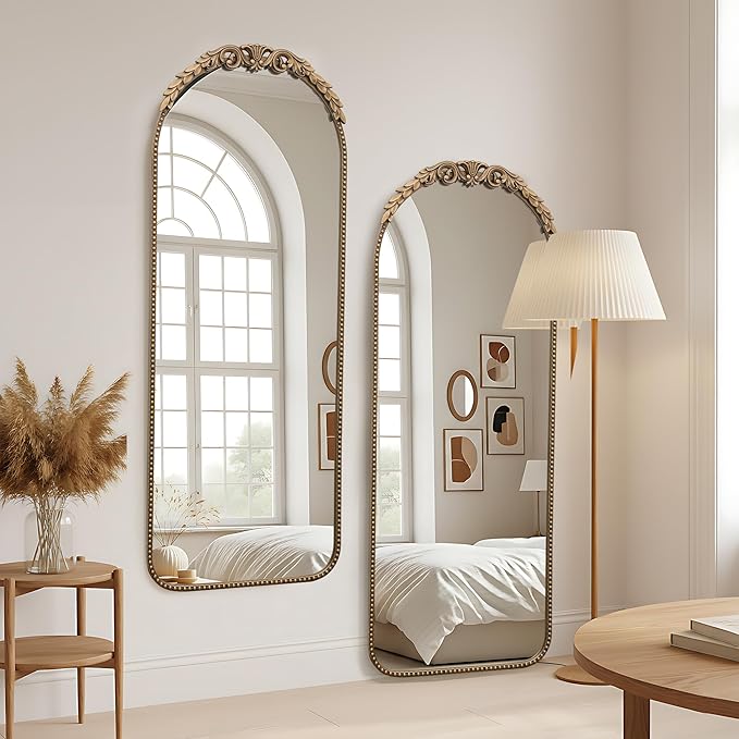Large Gold Floor Mirror: 56"x 21" Vintage Full Length Mirror - Traditional Ornate Baroque Antique Body Mirrors for Bedroom/Cloakroom/Entryway/Hallway/Wall - Home Decor for Living Room