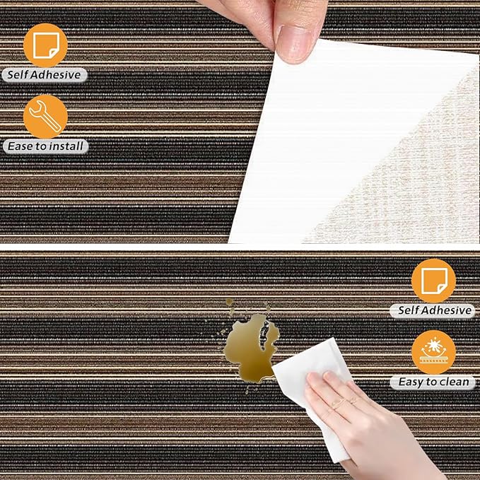 Nuxovilar Brown Wood Grain Stripe Textured Peel and Stick Wallpaper, 15.75"x39.37", Self-Adhesive Contact Paper, Rustic Modern Look for Bedroom, Living Room and Table Decor