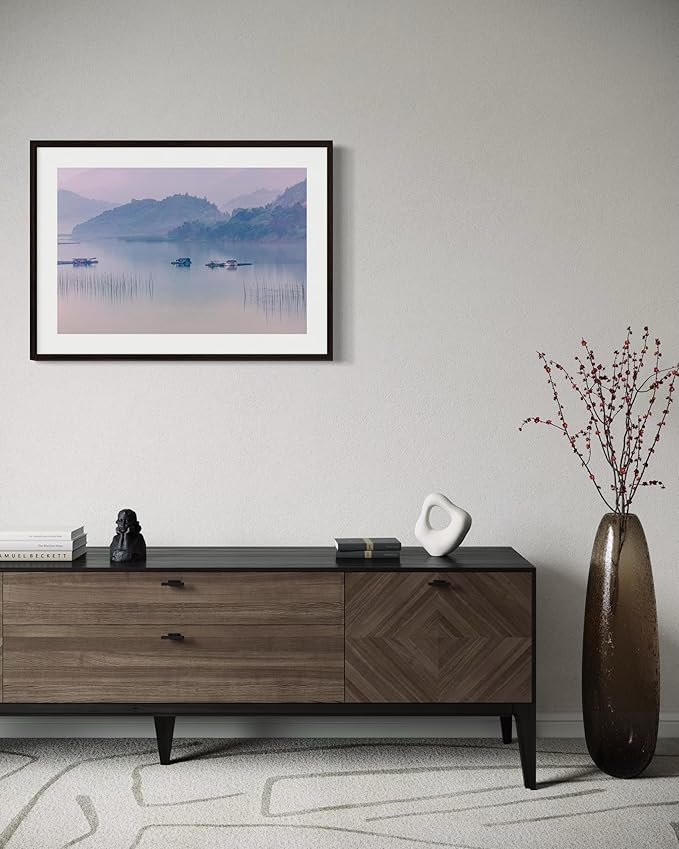 Oriental Beauty: Stunning Feng Shui Landscape Wall Art Prints for Home Decor in 3 Sizes (Misty Reflections: Serenity on a Mountain Lake, 20" x 30")