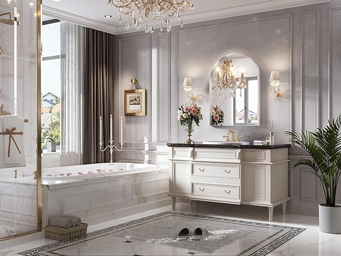 Brightify Metal Framed Arched Wall Mirror, 24 x 36 Inch, Silver, for Living Room, Bedroom, Bathroom, Hallway, Powder Room Decorative