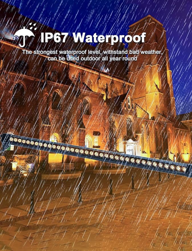 Pro-Grade 54W LED Wall Washer Light Bar 2700K Warm White 6480LM, 40 Inch IP67 Waterproof Outdoor Wall Washer Lights with ON/Off Switch for Landscape & Building (2 Pack)