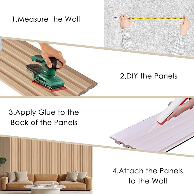 16-Pack 3D Soundproof Slat Wall Panels, Modern Faux Wood Wall Cladding for Living Room, Bedroom, Office, Interior Décor, Oak Finish, 48.2" x 6.3"