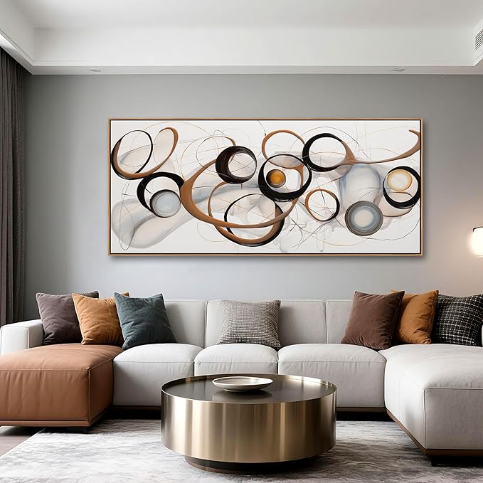 Large Framed Wall Art Living Room Wall Decor Framed Abstract Canvas Wall Art Bedroom Wall Decor Above Bed Office Decorations for Work Modern Artwork Wood Frame 31×70IN