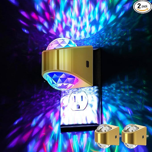 Night Lights Plug into Wall, Star Projector for Bedroom, Gold Night Light Projector for Kids, 9-Color RGB Galaxy Nightlight with Dusk to Dawn Sensor for Bathroom, Home Gaming Room Decor Gifts, 2pack