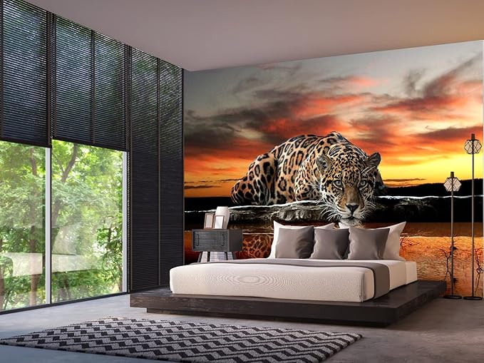 Animal Leopard 3D Wallpaper Mural 103" x 69" (Not Self Adhesive)