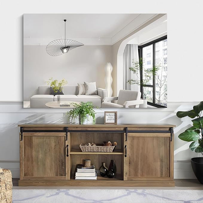 KOCUUY Large Frameless Mirror, 55x36 Inch Rectangle Bathroom Vanity Mirror for Over Sink, Upgraded Shatterproof Unframed Design for Bedroom, Living Room, Entryway