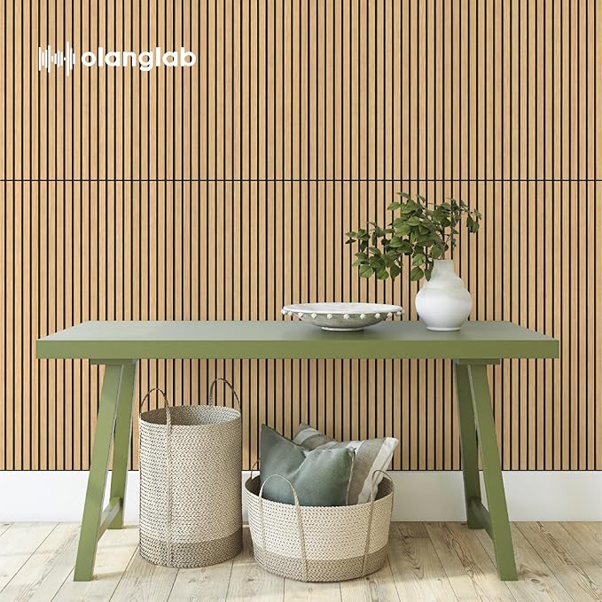 Olanglab Wood Veneer Acoustic Wall Panels 6 Pack, 23.6"×47.2" Sound Absorbing Wall Panels for Interior Wall Decor, Cool Oak