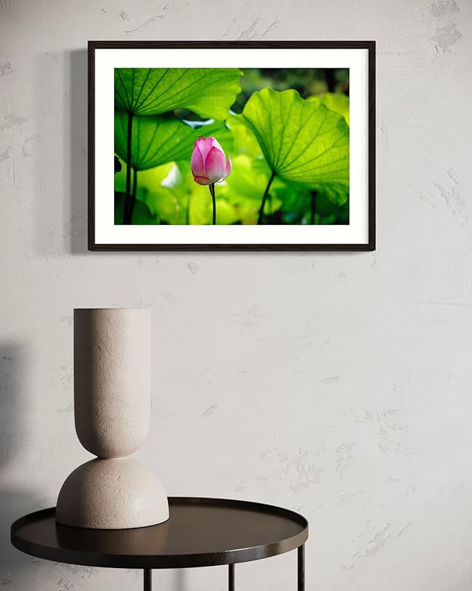 Oriental Beauty: Stunning Feng Shui Landscape Wall Art Prints for Home Decor in 3 Sizes (Graceful Emergence: Lotus Blossom and Its Visitor) (12" x 18)