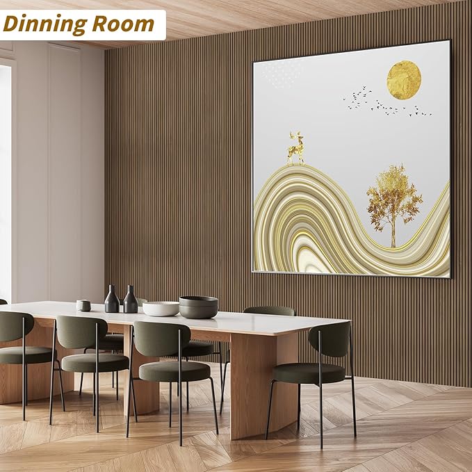 4-Piece Acoustic Wood Wall Panels for Wall and Ceiling, 3D Fluted Soundproof Wood Slat Wall Panels for Interior Wall Decor, 94.5" x 7.9"-Walnut