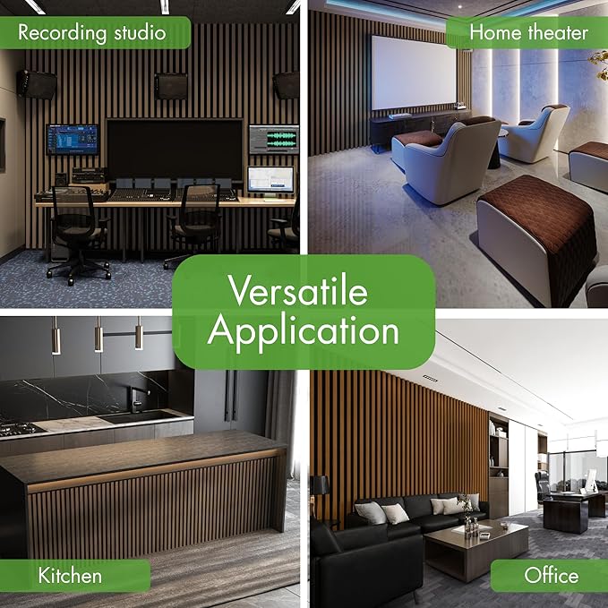 Art3d 20-Pack 12" x 24" Soundproof Wood Slat Panels, 40 sq.ft Acoustic Wall Panels, 3D Wall Panels with Wood Slat Design, Decorative Wood Wall Panel for Accent Walls-Deep Walnut