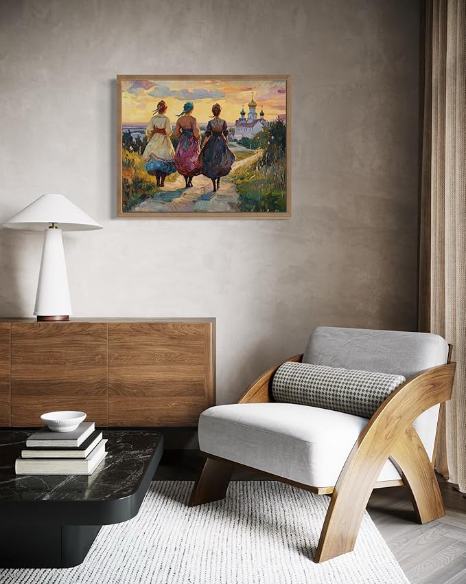 Russia Art Print Poster, Asia Oriental Countries Culture Wall Art Asian Paintings for Bedroom Bathroom Living Room Decor 97 (Russia, 8 x 10 inches, Wood Frame)