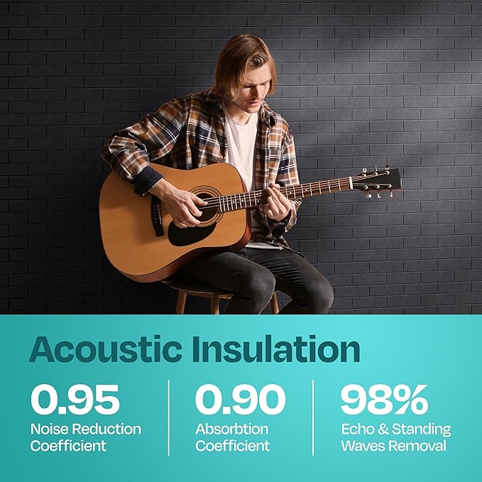 Acoustic Panels 18-Pack Soundproof Wall Panels 12"X12"X0.4" Brick Style Sound Panels Premium Sound Dampening Panels Easy Self Adhesive Installation - [Dark Gray]