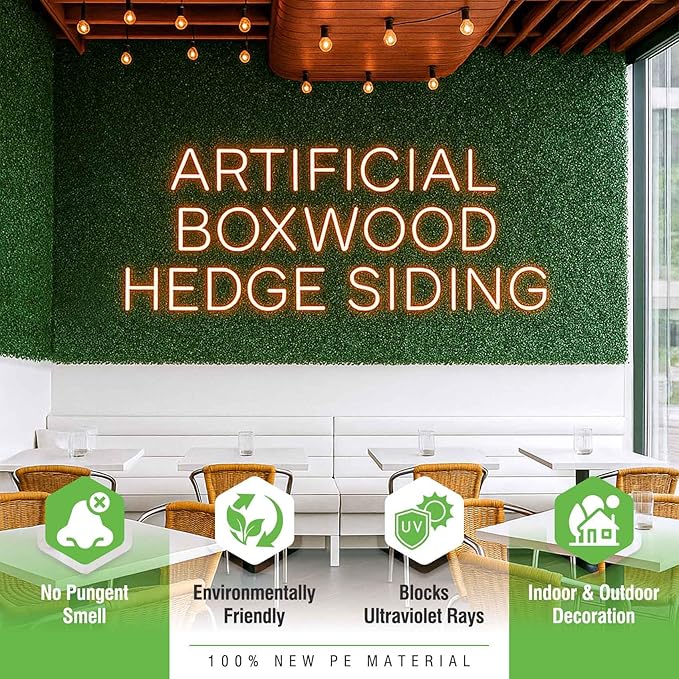 KASZOO Grass Wall 24 Pack 20"x20" Artificial Boxwood Hedge Wall Panels, Privacy Hedge Screen Faux Boxwood for Outdoor,Indoor,Garden,Fence,Backyard,Greenery Walls