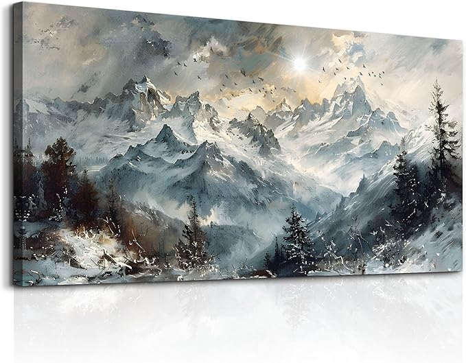 KELIYUAN Large Wall Art For Living Room Canvas Wall Decor For Office Abstract Mountain Landscape Pictures Artwork Framed Wall Paintings Modern Bedroom Dormitory Home Decoration Aesthetic 24x48in