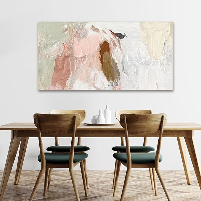 Canvas Wall Art Decor Wall Art Pictures For Living Room Pink and White Wall Art Decor Abstract Art Wall Decoration Abstract Wall Art Prints Art Work for Bedroom Office Kitchen Wall Decor 24" x 48"