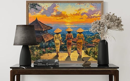 Indonesia Art Print Poster, Asia Oriental Countries Culture Wall Art Asian Paintings for Bedroom Bathroom Living Room Decor 97 (Indonesia, 24 x 36 inches, Wood Frame)