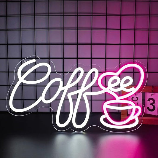 Coffee Neon Sign, Neon Signs for Wall Decor Neon LED Signs Room Neon Light Up Signs Home Decor for Business Cafe Restaurant Club Party Bar Shop USB Operated