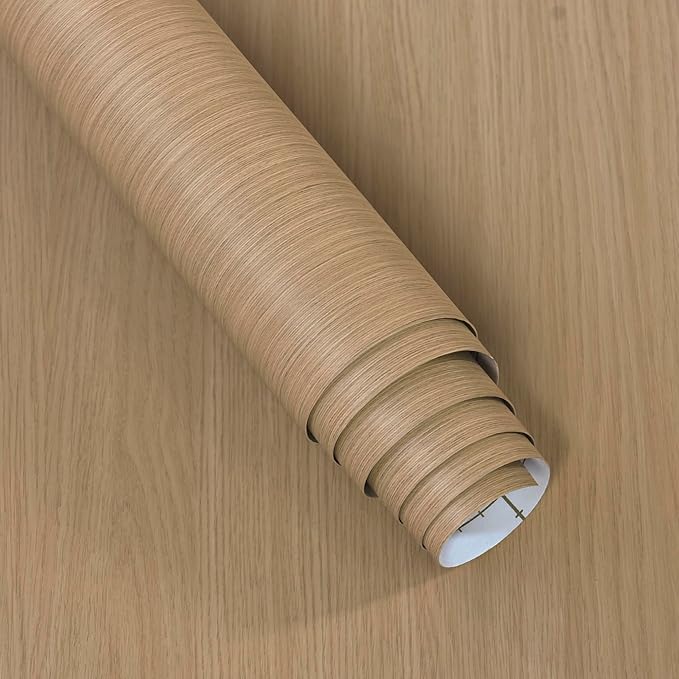 16"x118" Light Brown Wood Grain Contact Paper No Bubbles Self Adhesive Wallpaper Waterproof Wood Vinyl Wrap Matte Wooden Peel and Stick Wallpaper Faux Natural Wood Stickers for Cabinets Drawer Table
