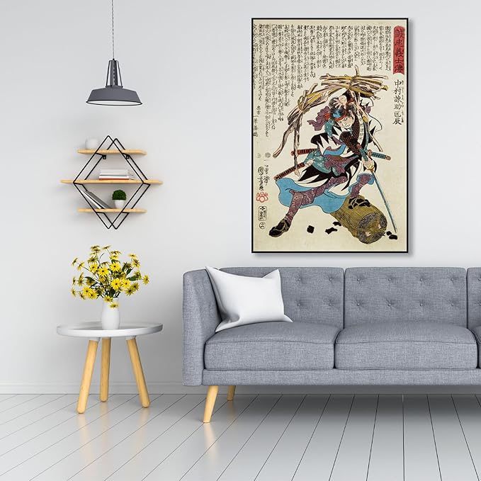 OKRA Utagawa Kuniyoshi Canvas Wall Art Kansuke Nakamura Poses Poster Japanese Ukiyo-E Woodcut Art Animal Nature Landscape Poster Japanese Classic Wall Decor Unframed 20×30in/50×75cm