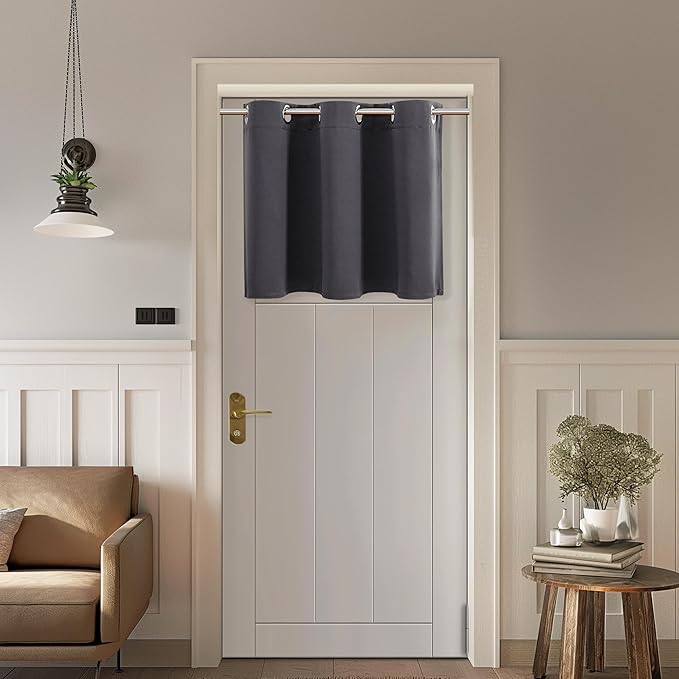 ChrisDowa Blackout Curtains 36 Inches Long for Living Room, Grommet Thermal Insulated Room Darkening Curtains for Bedroom (1 Panel Set, Dark Grey,52W x 36L)