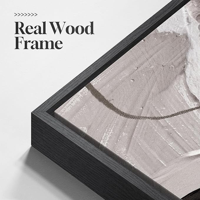 Large Framed Black and White Grey Abstract Wall Art for Living Room, 3 Piece Modern Canvas Prints Paintings Artwork for Walls, Minimalist Abstract Pictures for Hallway, Office Wall Decor 24x36 Inch