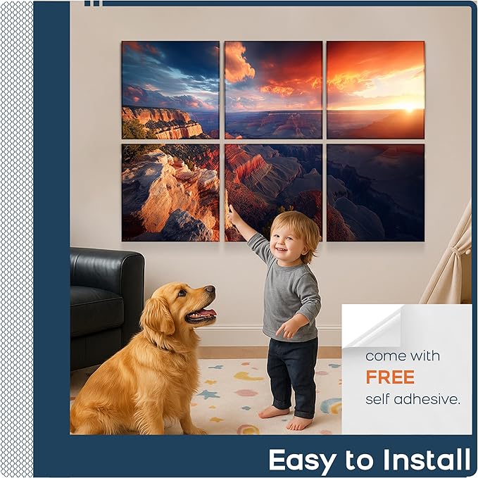 BUBOS 6 Pack Art Acoustic Panels Soundproof Wall Panel,70.8X47.2 Inches Large Sound Absorbing Panel,Self-Adhesive Decorative Acoustical Wall Panels, Acoustic Treatment for Home（Canyon Fire）