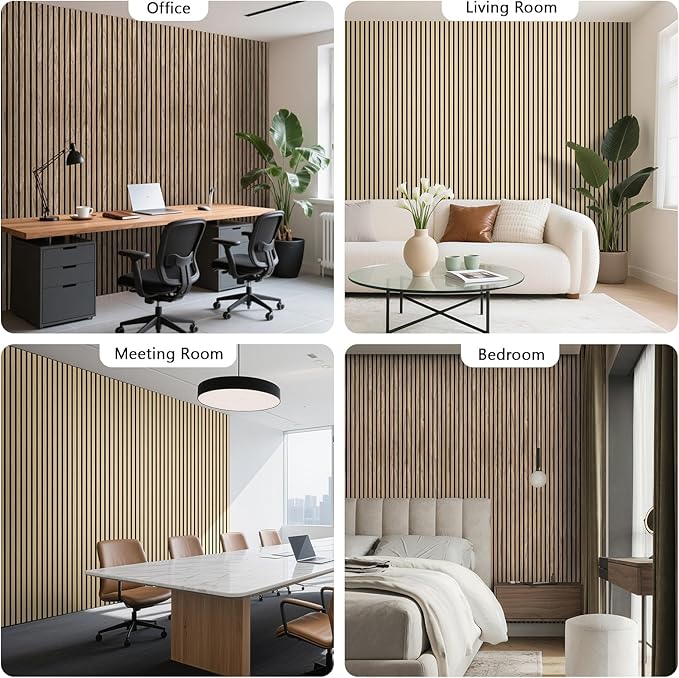 2pcs Wood Slat Acoustic Panels-47.2x23.6 inch Acoustical Wall Panels,Large Soundproof Panels,Self-Adhesive Sound proof Panels for Walls,Acoustic Treatment for Recording Studio&Ofice(Walnut)